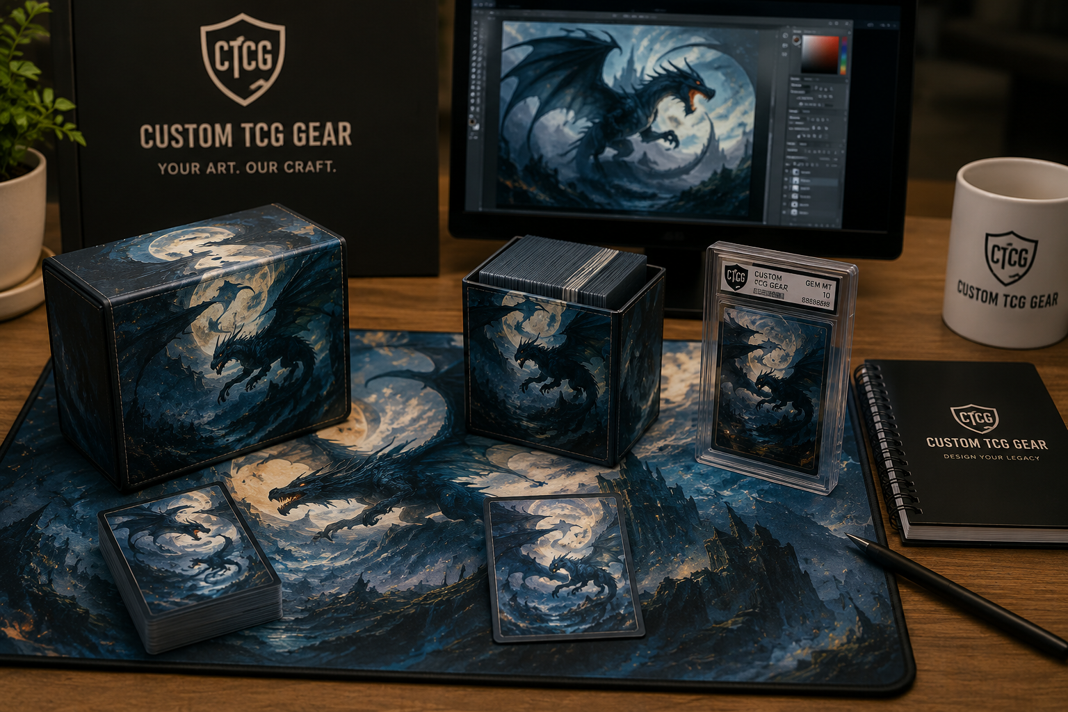Alabama Card Co custom TCG playmats, sleeves, deck boxes and slab cards